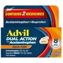 Advil Double Action Back Pain Caplets מספק 250 מ"ג Ibuprofen ו 500 מ"ג Acetaminophen Per Dose עבור 8 שעות של כאבי גב - 72 Count Count