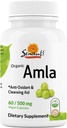 Sewanti אורגני Amla Dietary תוסף טבעי Antioxidant, ויטמין C Boost 60 קפסולות שומן גבוהות טבעוני, 500 מ"ג