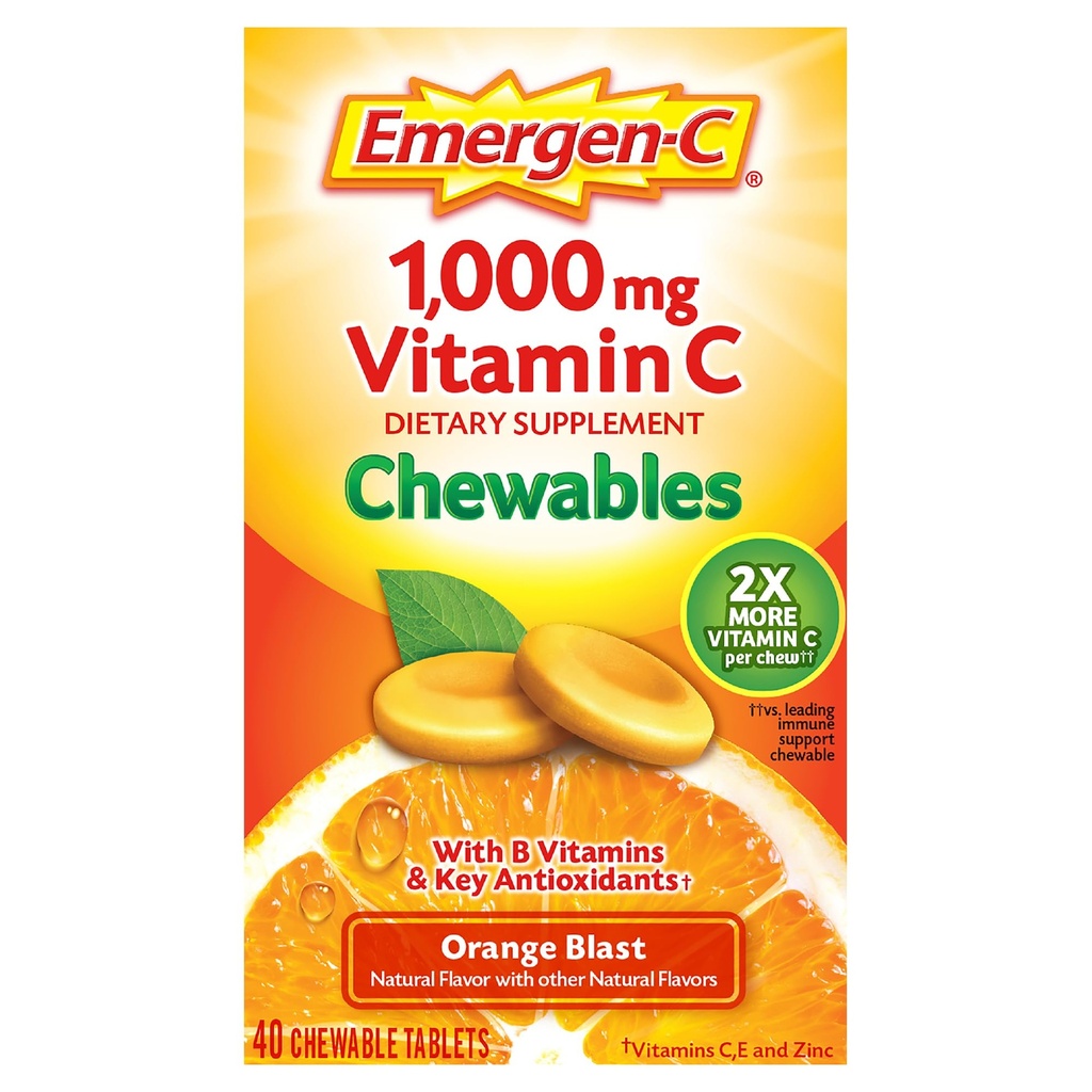 ויטמין C 1000 מ"ג, עם ויטמין B ואנטיoxidants Tablet (40 Count, Orange Blast Flavor)