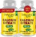 Shiny Leaf Calcium Minis 600 מ"ג - טבליות יומיות של Calcium Citrate 600 מ"ג פלוס ויטמין D3 עבור Bariatric Post-Op ו Gastric Bypass עבור נשים וגברים, Easy to Swallow, מיוצר בארה"ב, Vegetarian - 240 Ct.
