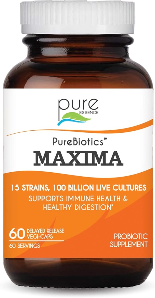 ESSENCE LABS Maxima Probiotics 100 מיליארד CFU - גברים ונשים פרוביוטיקה תוספת עבור Better Digestion - 15 סטרינס עבור תמיכה חיסונית ובריאות העיכול (60 קפסולות)