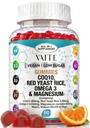 CoQ10 200 מ"ג חניכיים עם Red Yeast Rice & Magnesium Glycinate - אומגה 3, Zinc, ויטמין K2+D3 לבריאות כוללת - תוספי מזון למבוגרים - 60 חניכיים צ'כות
