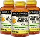 MASON NATURAL Evening Premiumrose Oil Softgels, 3 חודשים אספקה, May Support Women's Healh, 3 Pack (1 חודש לבקבוק)