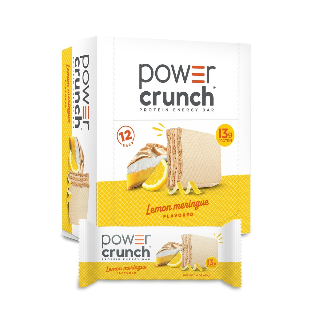 Power Crunch חלבונים Wafer Bars, חטיפים חלבונים גבוהים עם טעם טעים, לימון מריינגו, 1.4 אוונס (12 הרוזן)