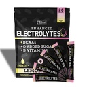 הגדלת פוליקת אלקטרוליטה Stick Packs (Lemon Brad | 20 Packets) w / 0 Sugar +BCAAs +B-Vitamins Electrolyte תוסף w Potassium Zinc & Magnesium עבור הידרה - Keto Electrolytes