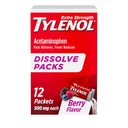 Tylenol תוספת כוח dissolve Packs, 500 מ"ג Acetaminophen כאב Reliever & Fever צמצם, על----Go אבקת Packets for Minor Aches & Pains, Ibuprofen- & Aspirin-Free, Bri Flavor, 12 ct
