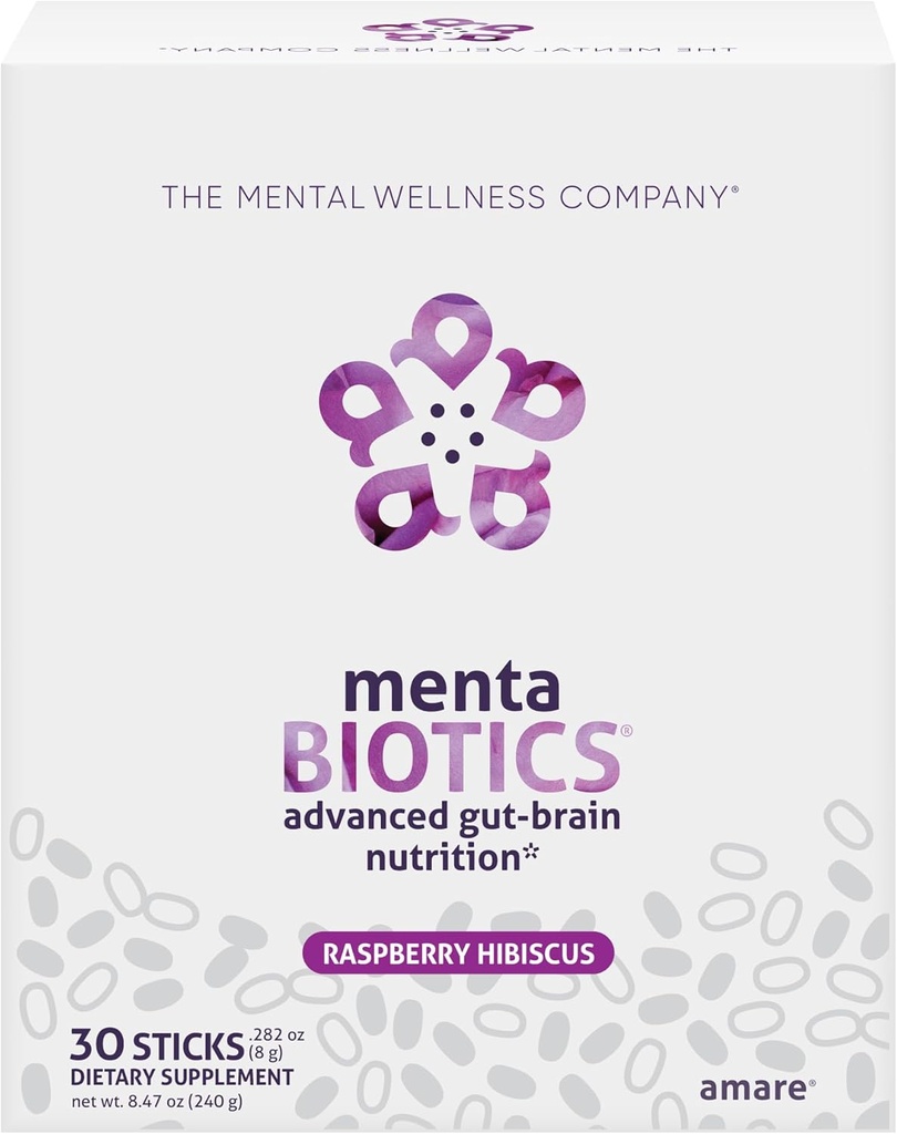 MentaBiotics® Advance Gut Nutrition Prebiotic, Probiotic, ו Phytobiotics, Raspberry Hibiscus, 30 משרתות