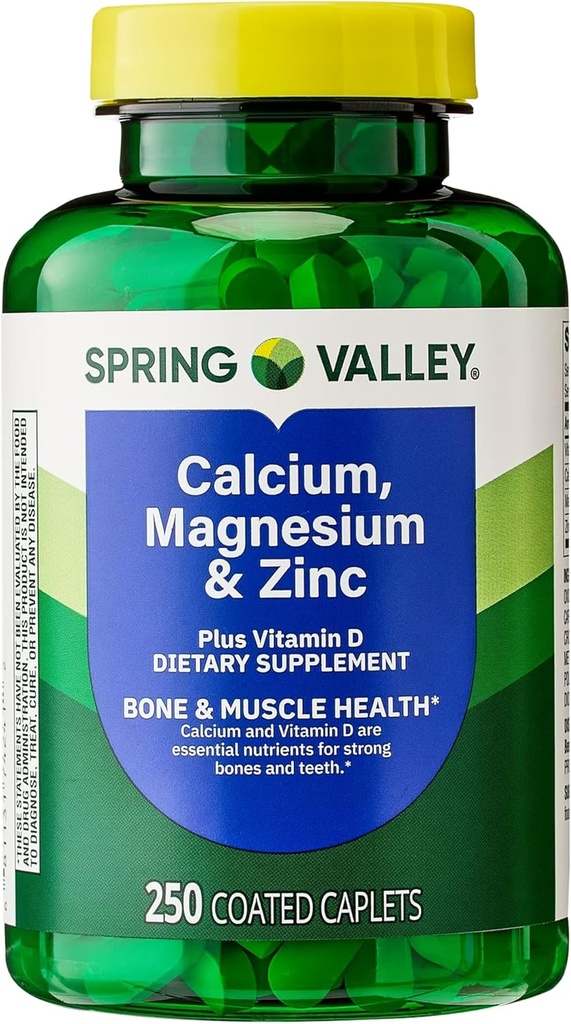 Calcium, Magnesium, Zinc & ויטמין D3. Spring Valley Calcium Magnesium עם תוספת ויטמין D3 Caplets Dietary, 250 Count Bundle עם 45 של סוכרת של Luall