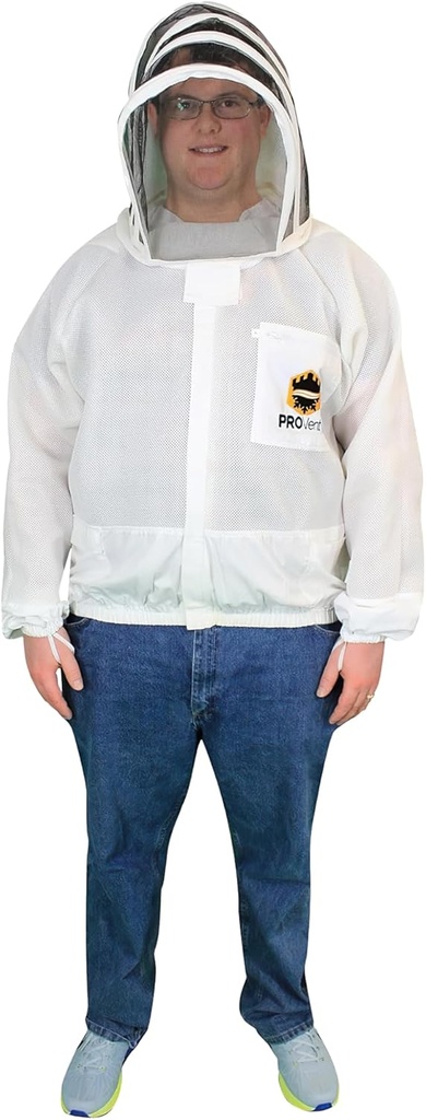 Mann Lake Provent Beekeeping Jacket, Professional Class ו-Industed Bee Gear with Self-Supporting Veil, Heavy-Duty Zippers, Avalon Wrist פתיחה, Reinforced High-Wear Areas & Chest Pocket, Medium-Duty Zippers, ההרחבה של אלסט וריסטס, Reinforced High-Wear Areas & Chest Pocket, Medium Medium, Medium