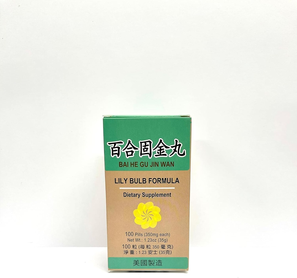 Lao Wei לילי Bulb פורמולה - Bai He Gu Jin Wan Herbal תוסף מסייע לשמור על מערכת הנשימה בריאה ו Coughing עם Phlegm 100 גלולות 350mg / כל אחד מיוצר בארה"ב