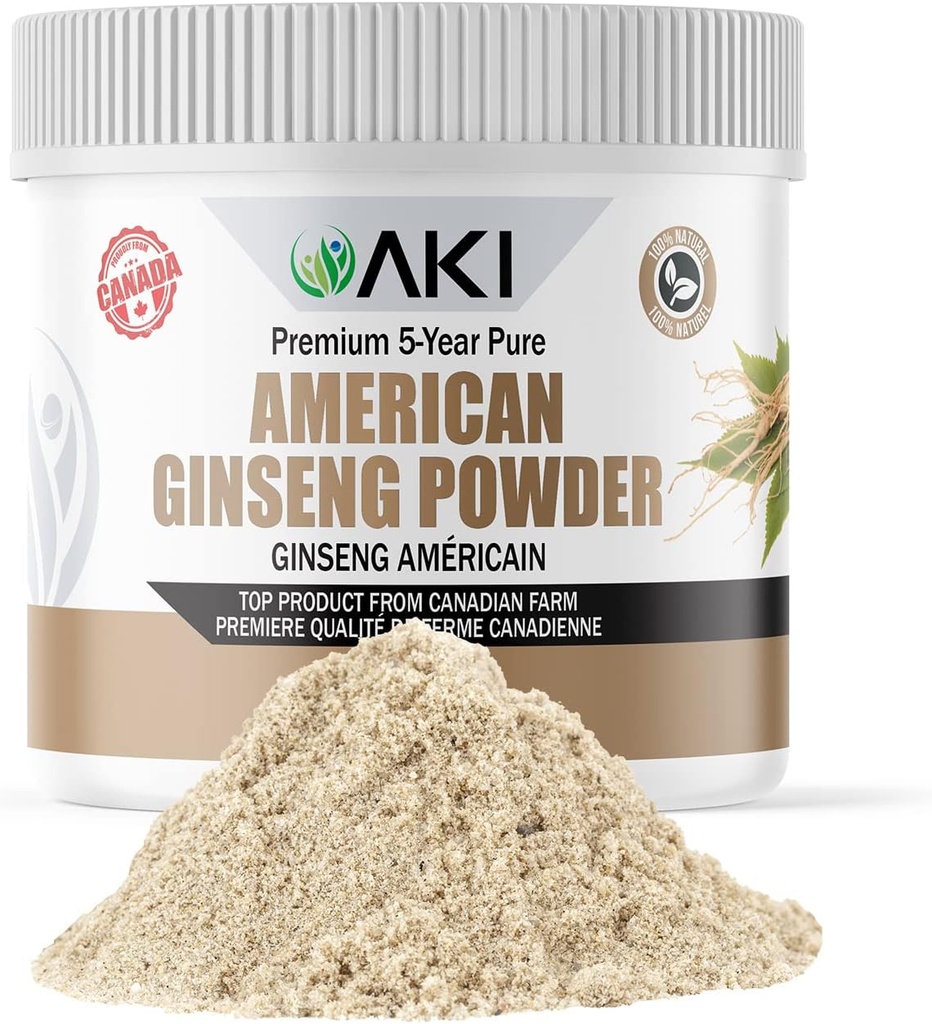 AKI American גינזנג אבקת עם 4% גינזנוסיידים - אידיאלי עם קפה, Beverages Like Smoothies (4oz/113g)