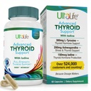 Daily Thyroid Boost Formula with Iodine Ashwagandha ויטמין B12 Zinc ו Selenium for Energy Metabolism and Focus 60 קפסולות