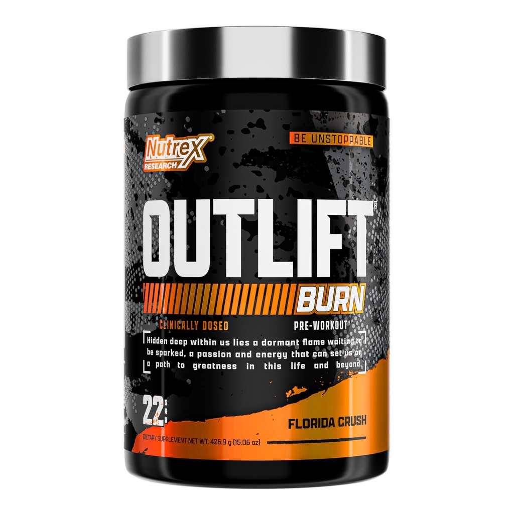 Nutrex Outlift Burn Pre-Workout תוסף לאנרגיה, Focus & Endurance | Metabolyte, L-Citrulline, Beta-Alanine & Caffeine | Thermogenic Formula for Performance (22 משרתים, פלורידה Crush)