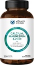ויטמין World Calcium Magnesium Zinc "Promotes Bone Health 250 Coated caplets