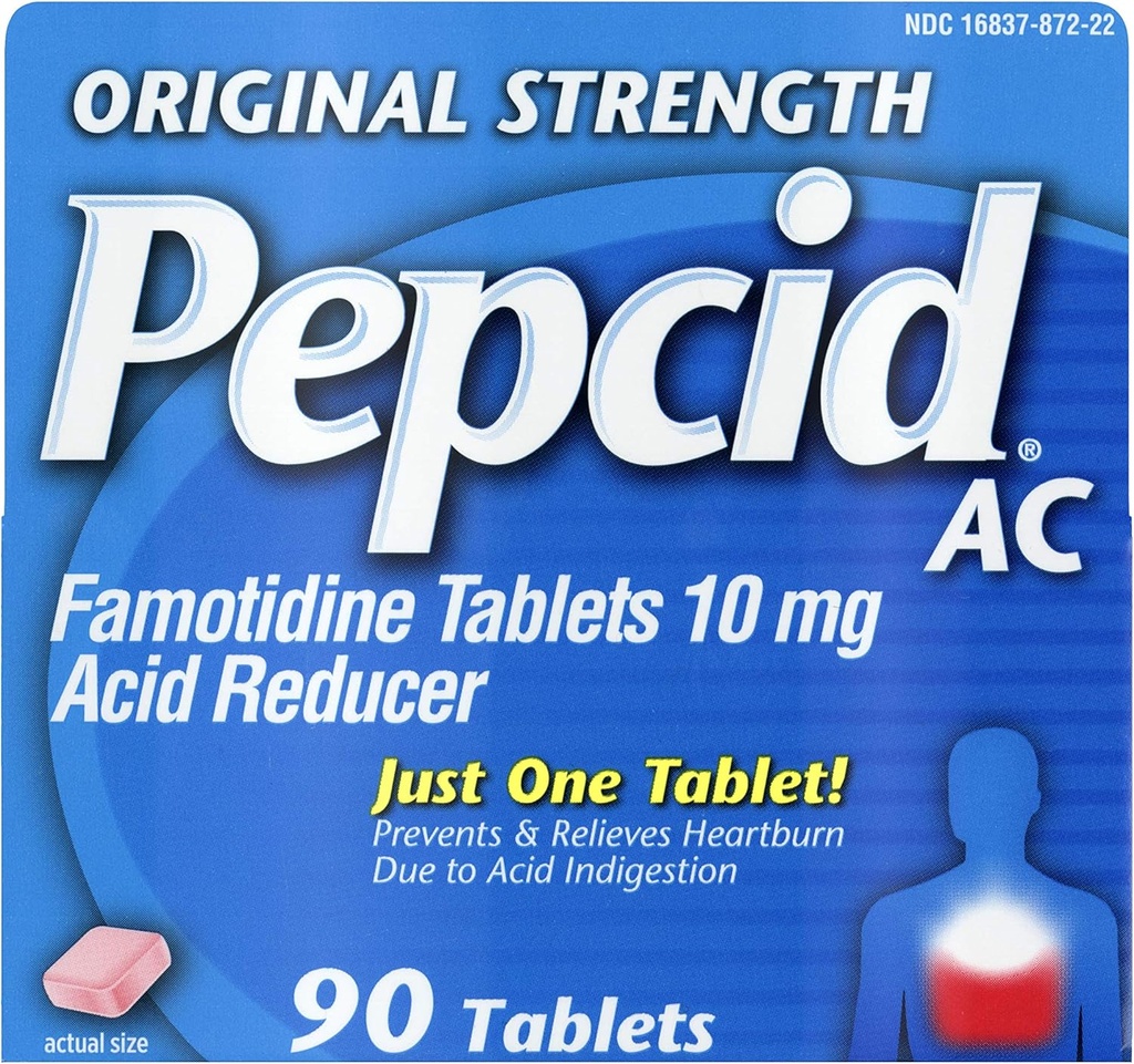כוח מקורי פפסיד AC, 10 מ"ג Famotidine עבור Heartburn Prevention & Relief, 90 ct