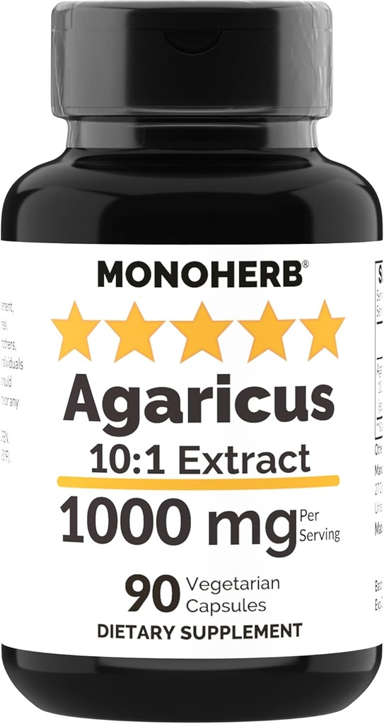 MONOHERB Agaricus Mushroom 1000 מ"ג - 90 קפסולות צמחוניות