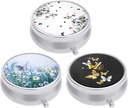 3 Pack Pill Box, Small Pill Case for Purse & Pocket, מארגנת רפואה חמודה, Portable Medicineer Holder כדי להחזיק ויטמינים, תרופות, שמן דגים ותוספים, Butterfly