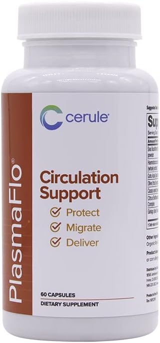 Cerule Plasmaflo Blood Flow תוסף לתמיכה ב Bloods Circulation ב Veins, Capillaries, Vessels and Heart for Vascular Health with a Prorietary Enzyme בלנדרה, Gotu Kola וג'ינקגו בילובה
