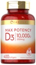 Karlyle ויטמין D 10000 IU 400 Softgels | גודל ערך | Max Potency | Non-GMO, Gluten Free Supplement