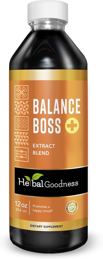 Herbal Goodness Happy Mood Support Supplement - סנט ג'ונס שווה לקדם להרגעה וקלממות, Rhodiola Rosea Balance בוס 12 Fl.