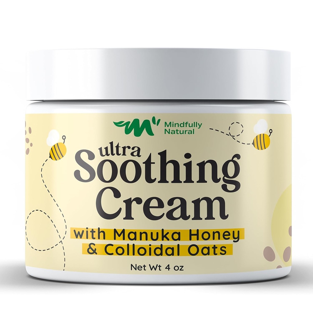 Ultra Soothing Colloidal Oatmeal Cream with Manuka Honey - קרם אקסמה לילדים ומבוגרים - Steroid Free Anti Itch Lotion for Dry & Itchy Skin Relief with Natural and Organic Ingredientsients