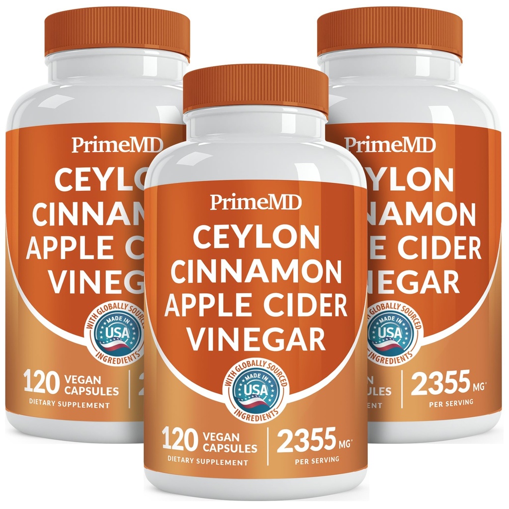 5-in-1 Ceylon Cinnamon קפסולות 2355 מ"ג - Ceylon Cinnamon ו-Apple Cider Vinegar כמוסות - Turmeric ו Panax גינזנג - תוספי Cinnamon עם bioperine (120ct, Pack of 3)