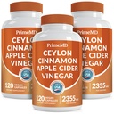 5-in-1 Ceylon Cinnamon קפסולות 2355 מ"ג - Ceylon Cinnamon ו-Apple Cider Vinegar כמוסות - Turmeric ו Panax גינזנג - תוספי Cinnamon עם bioperine (120ct, Pack of 3)