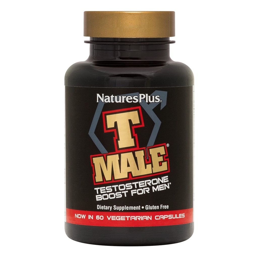 NaturesPlus T זכר - 60 קפסולות צמחוניות - מקדם רווח שרירים ו- Stamina, Mood Enhancer - Gluten Free - 30 שרתי Total