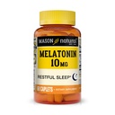 MASON NATURAL מלטונין 3 מ"ג עם B6 & Calcium, Natural Sleep Aid, תומך שינה שקטה, 60 טבליות