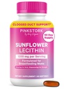 Pink Stork Sunflower Lecithin תוסף - 1200 מ"ג עבור Clogged Milk Docts - הנקה הבסיסית עבור אמהות Postpartum - תמיכה חלב אם - 60 Softgels