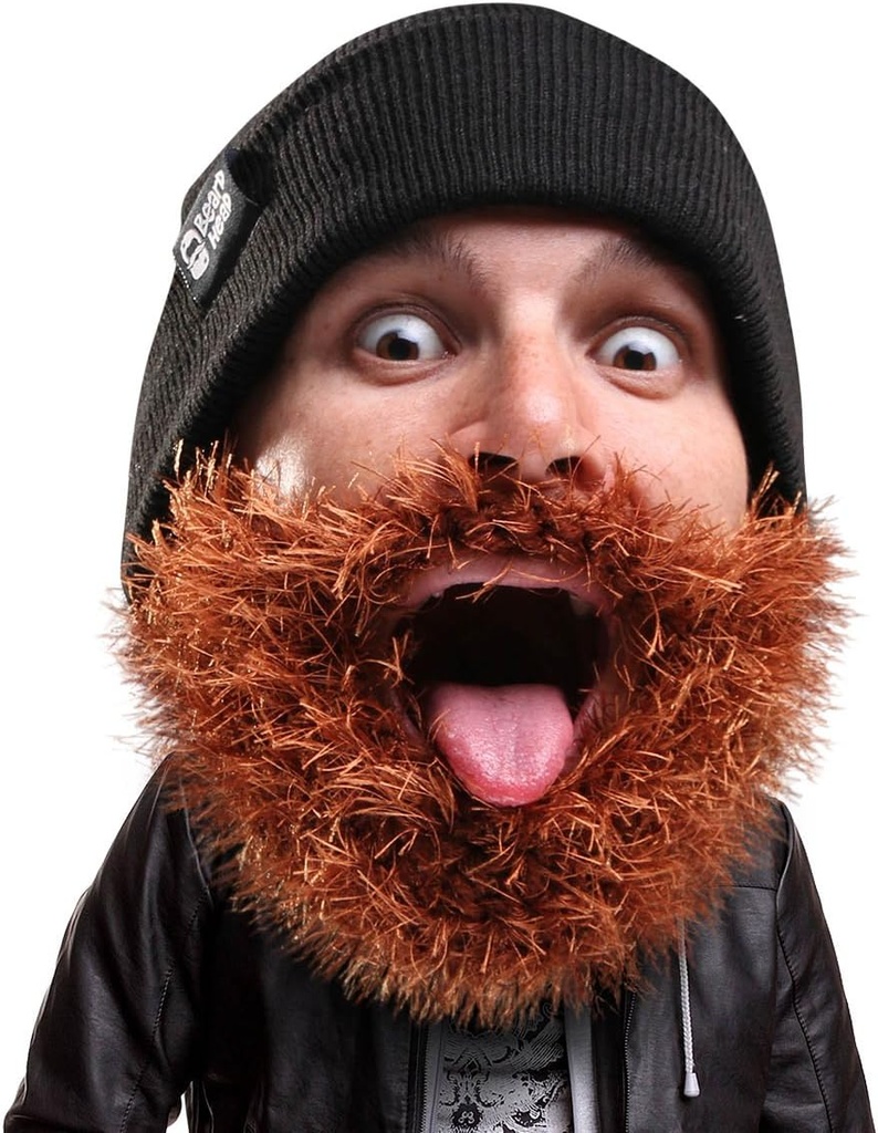 Head Bushy Biker Beard Beanie - Funny Knit Hat ו תלבושות מזויפות