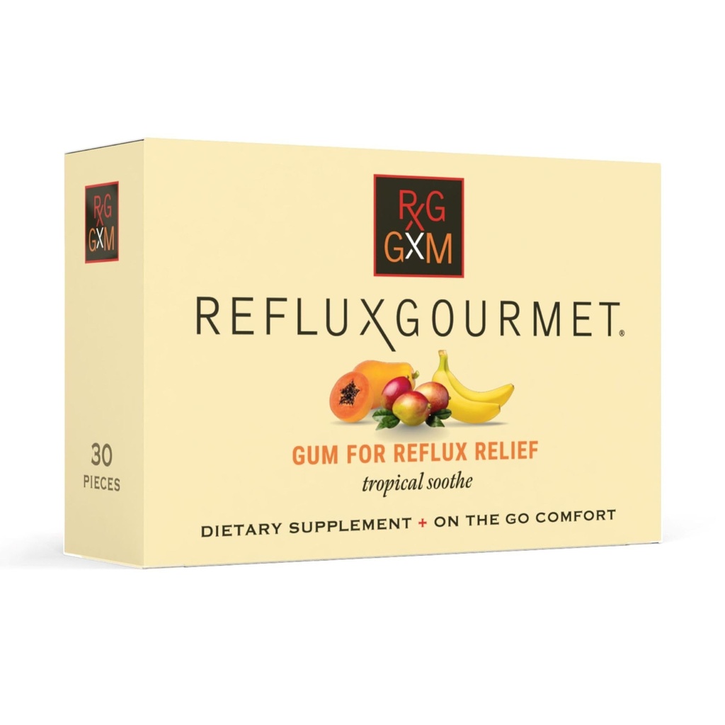 מקרר Gourmet טרופי Soothe Gum Alginate Therapy Sodium Bcarbonate עבור Acid Reflux, אוראלי, קוגניטיבי, תמיכה מזיקה, טבעי עם ג'ינג'ר, Celeriac, Aloe, סוכר חינם, Gluten חינם, טבעוני חינם, טבעוני חינם, טבעוני