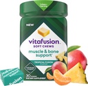 Vitafusion Soft Chews שרירים ועצמות תמיכה (1), ויטמין D למבוגרים ותמיכה בשומן ובשרירים, באופן פרטני נדפס, פיוז'ן פלאמור טרופי, 30 צ'אדות, 30 יום אספקה