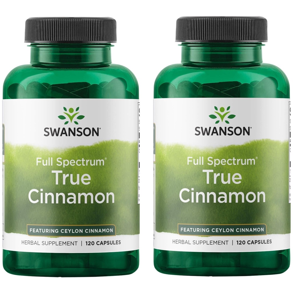 Swanson Full Spectrum True Cinnamon - תוסף צמחי - (120 קפסולות, 300 מ"ג כל אחד) 2 Pack