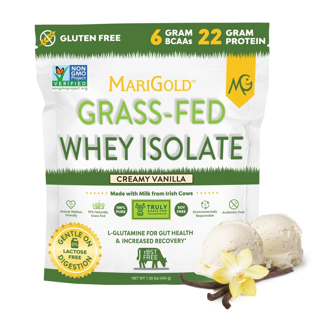 MaryGold Grass-fed Whey חלבונים אבקת Isolate - Creamy Vanilla Flavor - 1 Lb Bag | 100% טהור, קר-Processed, Micro-Firmed, Undenatured, non-GMO, rBGH Free, Soy Free, Gluten Free, Lactose Free, Lactose Free, Undenatured, non-GMO, rBGH Free, rBGH Free, Soy Free, Soy Free, Soy Free, Soy Free, Soy Free, Soy Free, Gluten, Gluten, Gluten, Get Free, Get Free, Getten, Getten, Getten, Get Free, Get Free, Getty Free, Lactose Free, Lactose Free, Getty Free, Lactose Free, Lactose Free, Lactose Free, Getty Free, Getty Free, Lactose Free, Lactose Free, Lactose Free, Lactose Free, Lactose Free