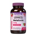Bluebonnet Nutrition Earth Sweet Melatonin 1 מ"ג מהיר ניתוק לילה מהיר תמיכה בשינה מנוחה - Sleep Aid - Gluten-Free, Vegan - Raspberry Flavor - 120 טבליות צ'ואובל