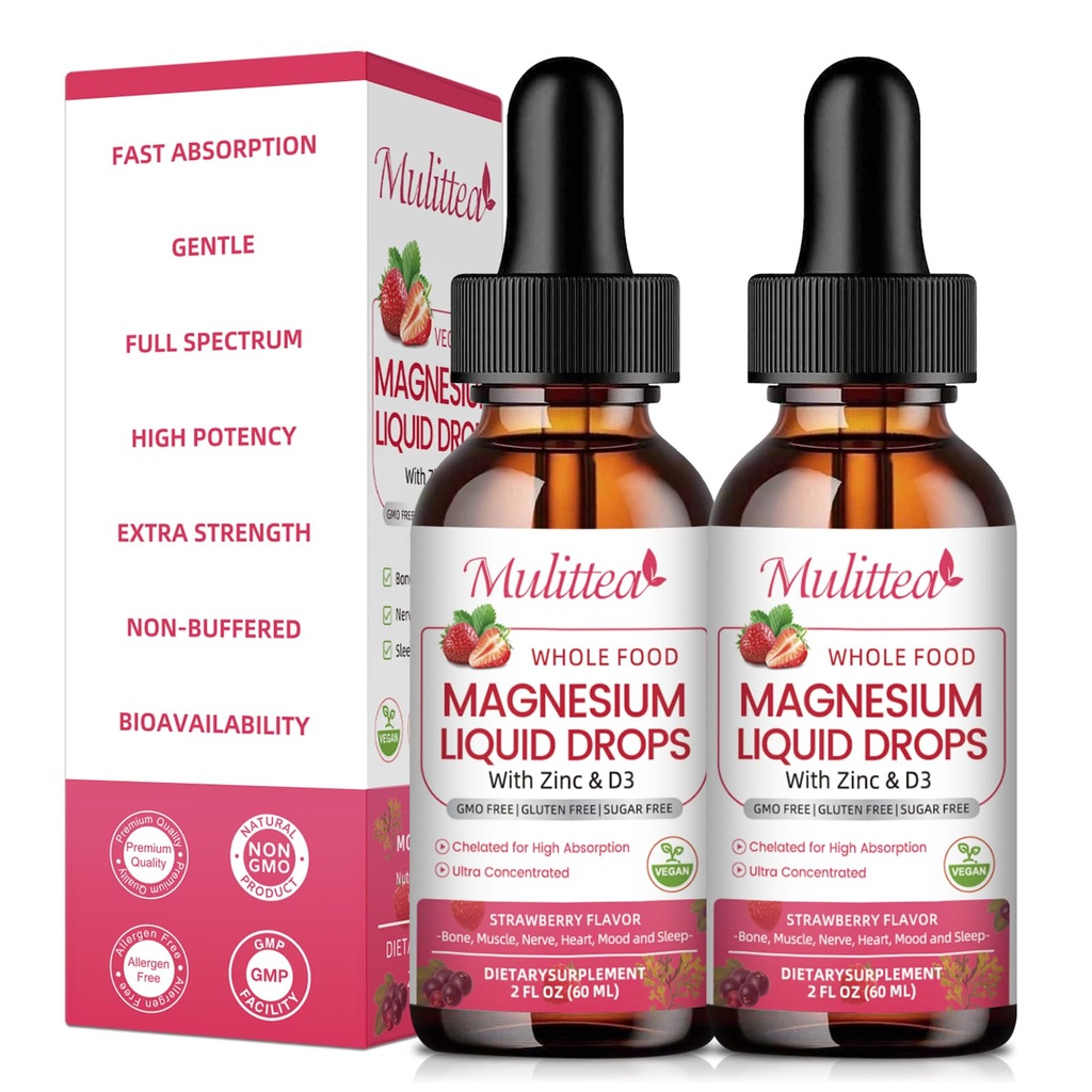 Magnesium Glycinate נוזל, High Potency Magnesium Glycinate, Citrate, Sugar Free Vegan non-GMO תוסף מקדם Nerv, Relaxation,Sleep תמיכה *