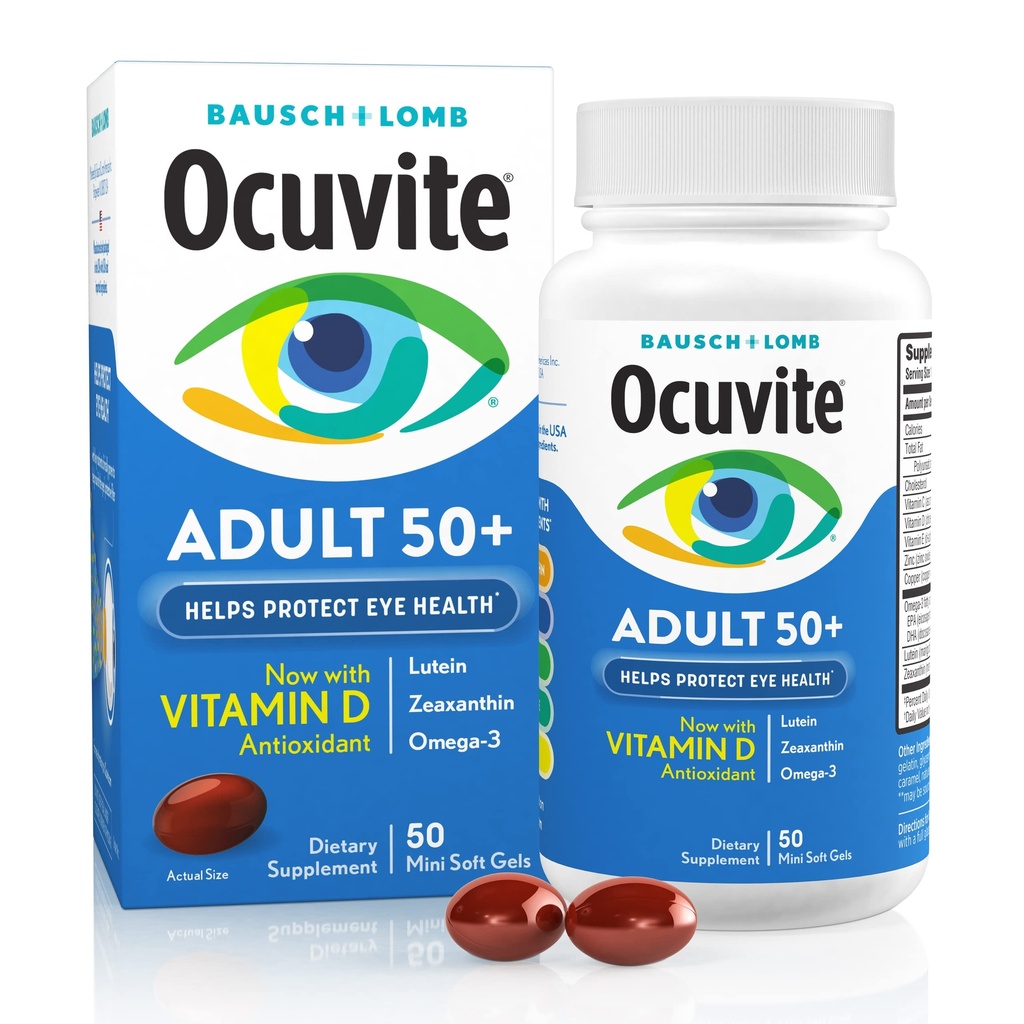 Bausch & Lomb Ocuvite Adult 50+ עין ויטמין & מינרלים Softgels 50 ea (Pack של 12)
