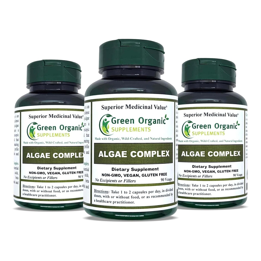 Algae, Fucoidan, Blue Green Algae, Kelp, Bladderwrack, Chlorella, Spirulina, Irish Mosss, Dulse, 90 VCaps, High Absorbable, non-GMO, Gluten-Free (Pack של 3)