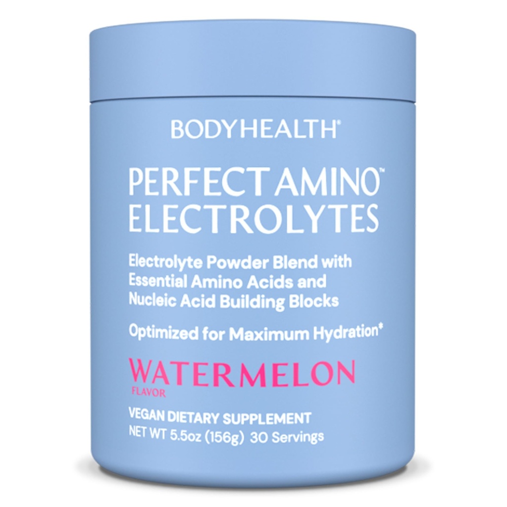 BodyHealth PerfectAmino Electrolytes אבקת No Sugar, Keto Sugar חינם Fasting Electrolytes לשתות Mix, אבקת הידרה עם Trace מינרלים - Watermelon - 30 משרתים