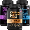 MEDCHOICE Turmeric & ג'ינג'ר (120ct), Sleep Melatonin (90ct), ו- Nootropic Brain (60ct) תוסף Bundle - "השלישיה של המוח, השינה ו- Immune Support - טבעוני, non-GMO, Gluten-Free-Free Gluten-Free Free-Free"
