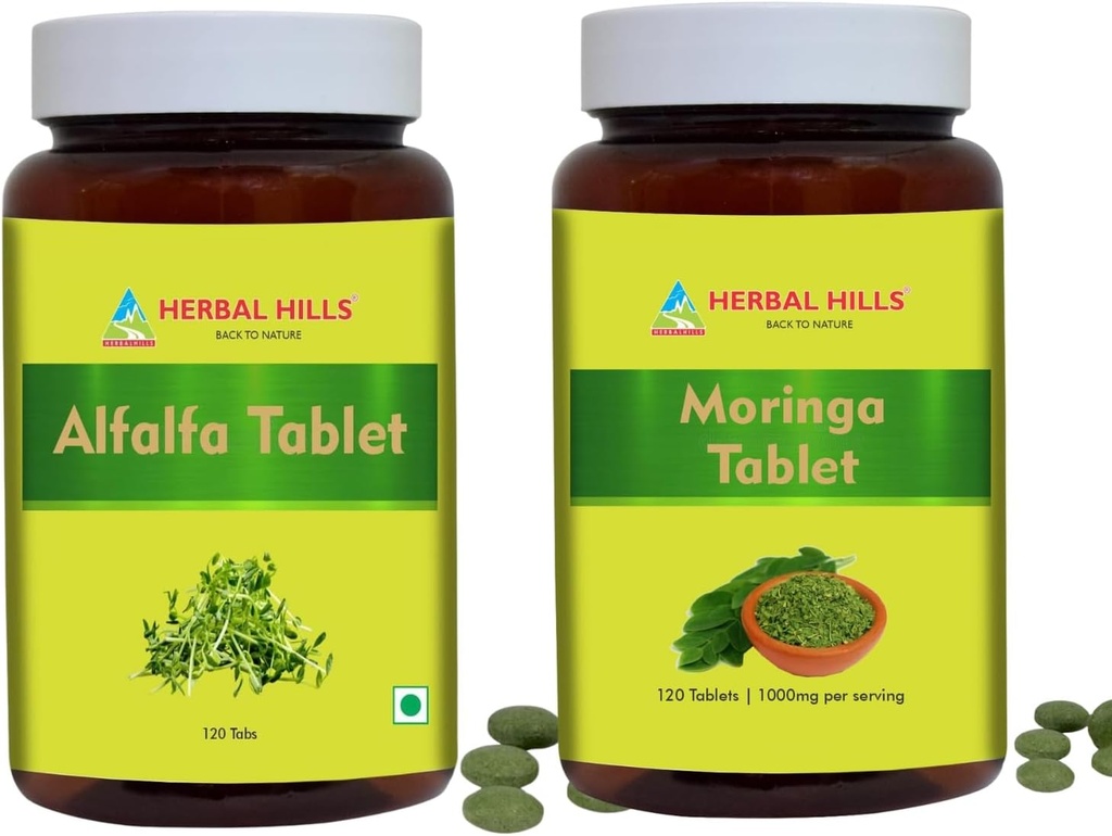 HerBAL HILLSאלףa Tablet ו- Moringa Leaf Pack של 2 Combo