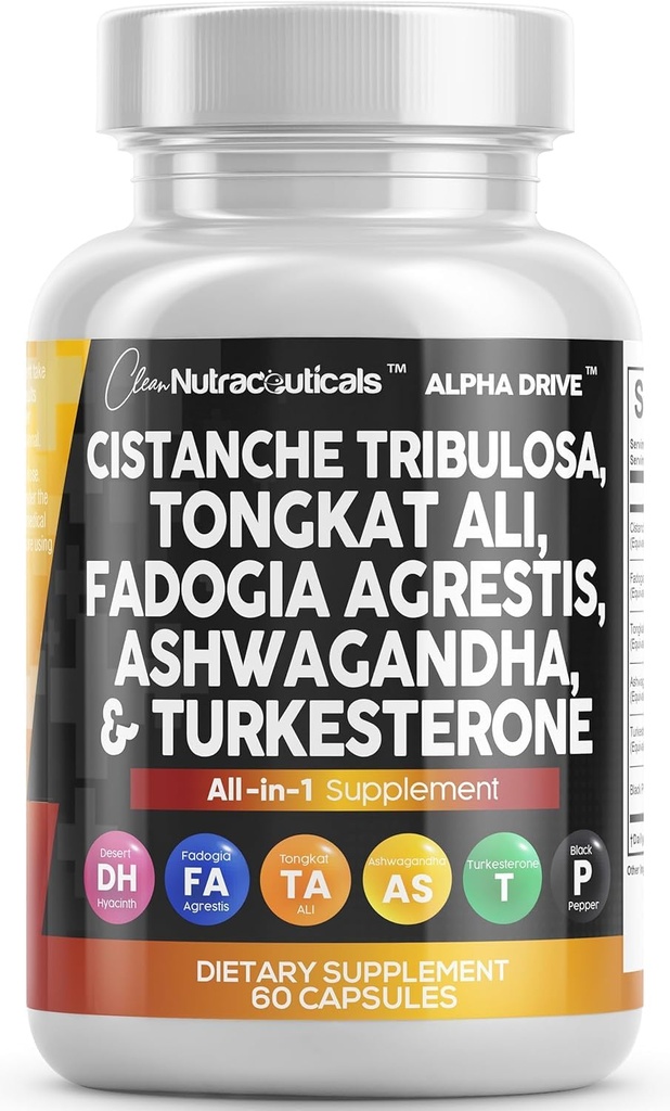 ניקוי Nutra Cistanche Tribulosa Fadogia Agrestis Tongkat Ali Turkesterone Pills Ashwagandha קפסולות תוספת לגברים - 60 Count Countis Tongkat Ali Turkesterone Pills Ashwagandha קפסולות תוספת לגברים
