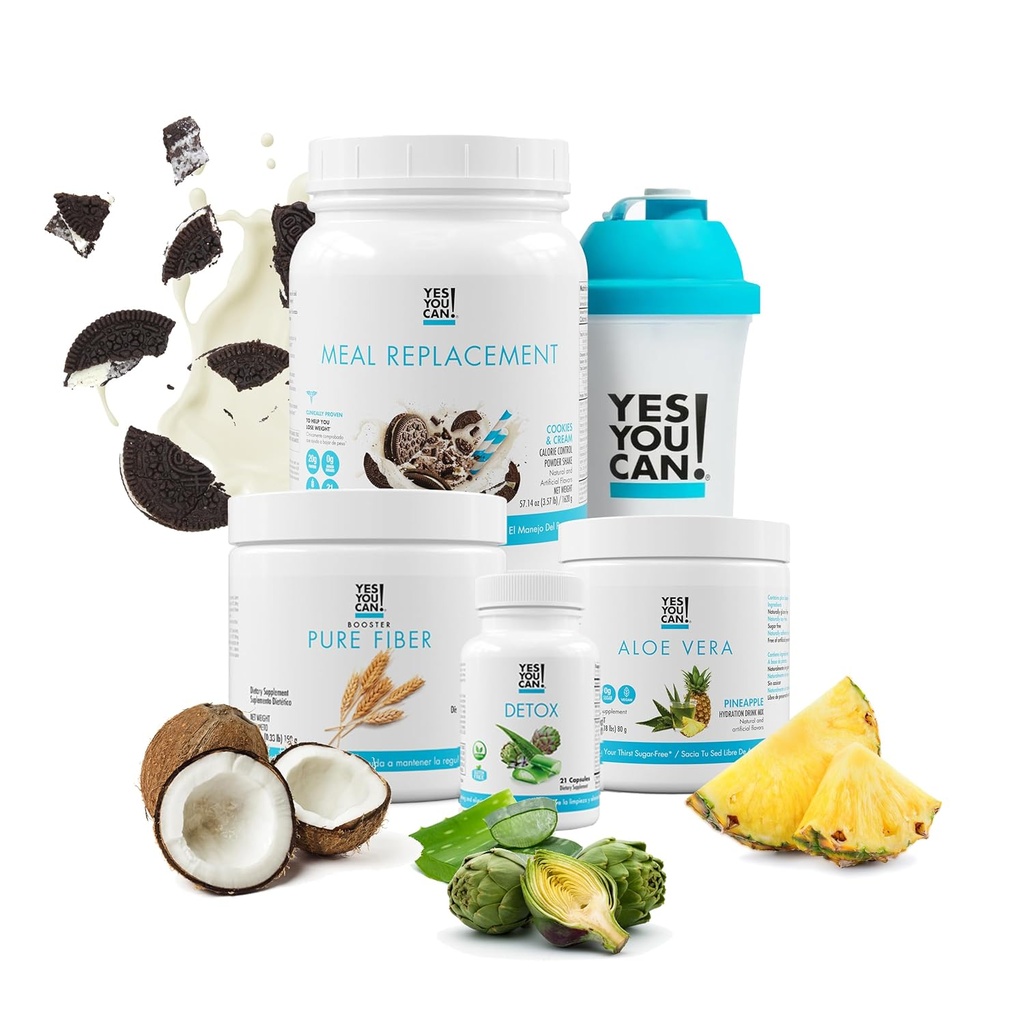 כן, אתה יכול! Detox Plus Kit (Mealחליף עוגיות ו Cream, Aloe Vera Pineapple) - מלא אבקת החלפת Meal, High Energy Shake Booster, Aloe Vera Detox, Healthטרנספורמציה