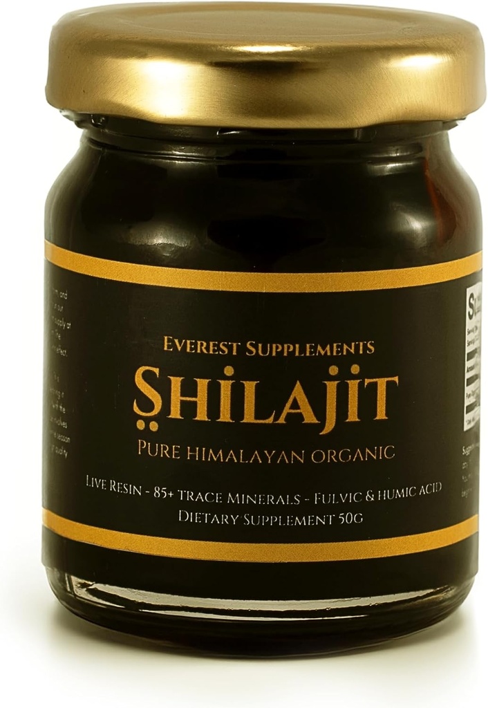 Shilajit Pure ההימלאיה האורגני Shilajit Resin - Shilajit for Men - Gold Class 500 מ"ג כוח מקסימלי - 85 Trace מינרלים & Fulvic and Humic Acid for Energy Immune Support, 30 גרמים (50 גרמות)