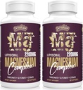 Liposomal Magnesium Complex 2200MG Softgels, Magnesium Threonate, Magnesium Glycinate, Magnesium Citrate, Three-in-one תוסף, Gluten Free, 60 Softgels (120 Count)