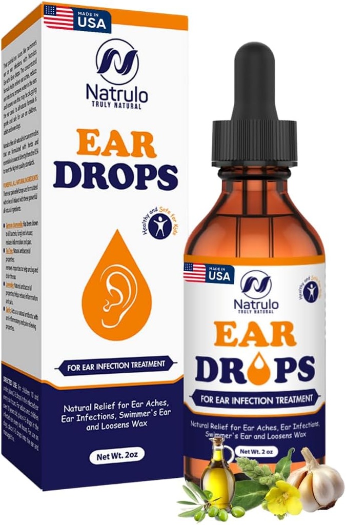 טיפות אוזניים טבעיות לזיהום אוזניים - Herbal Eardrops for Adults, Children & חיות - Soothes Discomfort, אוזניים אישי, האוזן של שחייהם, ו-Puns Wax - ילדים בטוחים שמן אוזניים עשוי בארה"ב (2 עוץ)