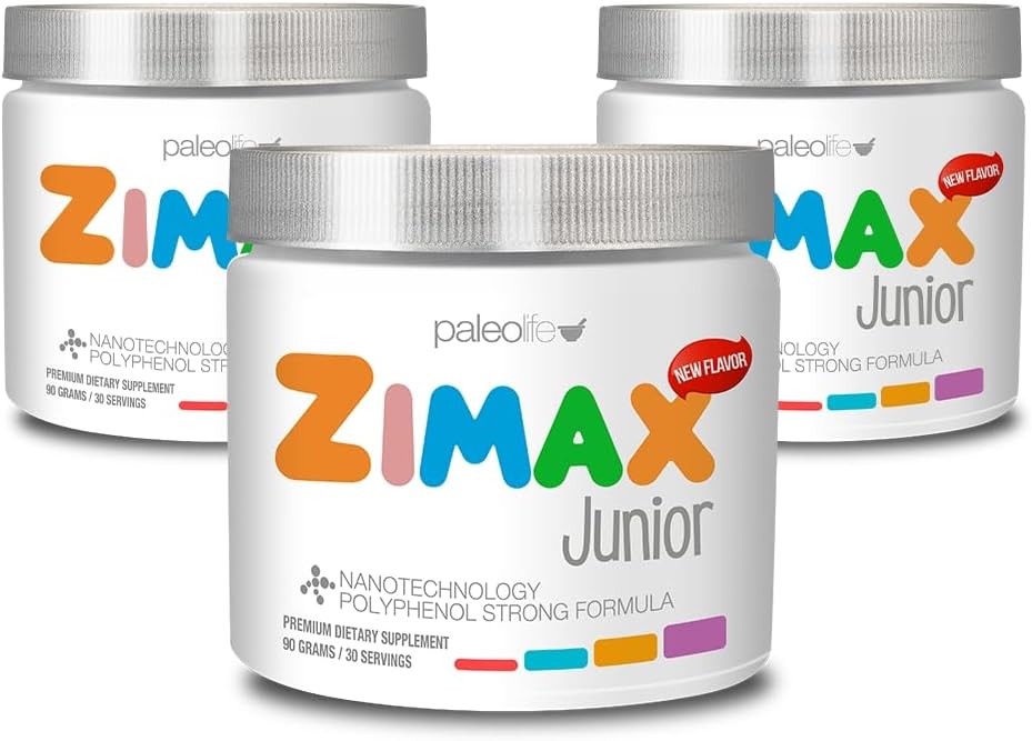 ZIMAX Junior Super ANTIOXIDANT לילדים ו- Adolescents בין 4 ל-16 שנים - 100% טבעי עם ויטמין C, Magnesium ו- D3 - High Absorption Curcumin, ג'ינג'ר + מינרלים