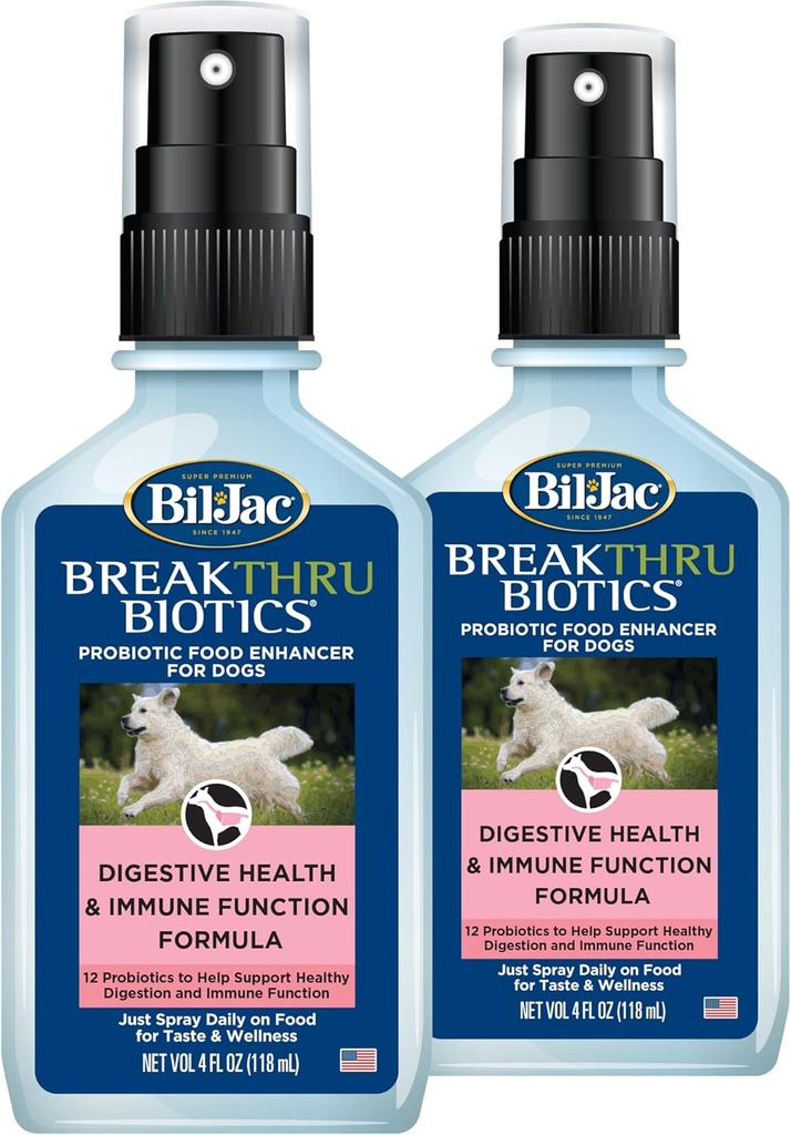 Bil-Jac Breakthru Biotics Probiotics תוסף לכלבים - 2-Pack, Premium Pet Digestive Health Support, Canine Food Enhancer with Natural Ingredients for Gut Balance and Immune System Boost