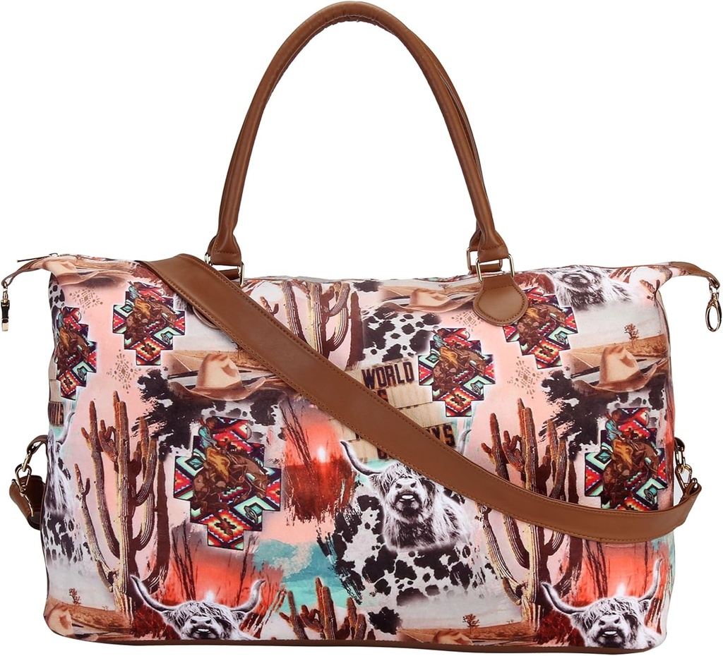 Weekender Bag Duffle Bag for Women Large Travel Tote Bag Overnight Weekend Bags with Shoulder Cow Leopard Atzec